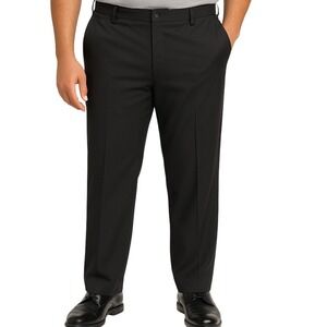 Haggar Mens 36x30 Black Dress Pants Performance Flex Comfort Fit Polyester Pants